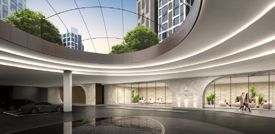 호텔식 출입구로 디자인한 드롭-오프존. [삼성물산 건설부문 제공]